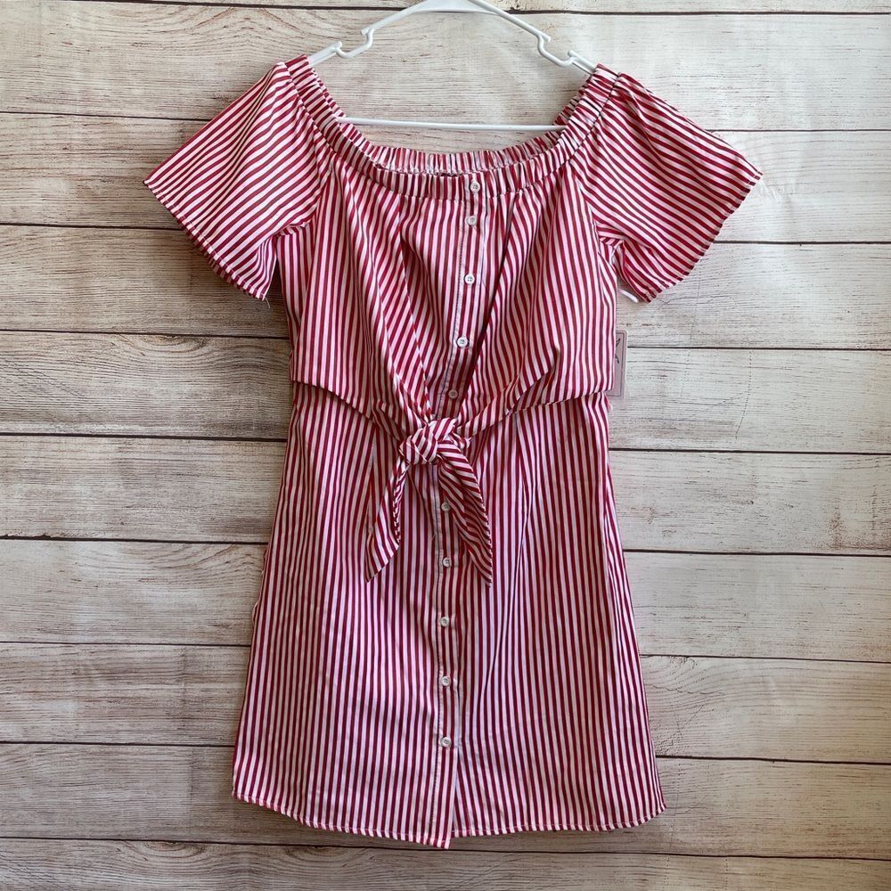 NEW WITH TAGS GO COCO RED AND WHITE‎ STRIPED DRESS